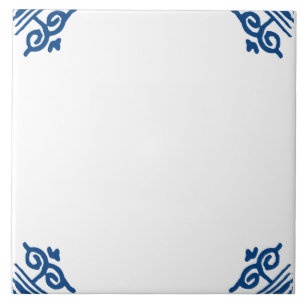 Blank Delfts Blauw en Wit Os hoofd Hoek Bloeien Tegeltje