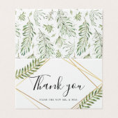 BLANK Gold lijst waterverf leaf Dank je bruiloft Kaart (Buitenkant ongevouwen)