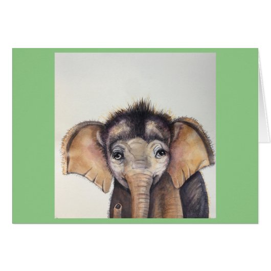 Blank Greeting Card Elmer the baby elephant (Devant Horizontal)