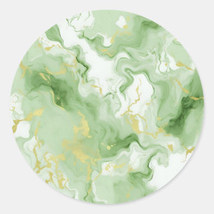 Blank Groen Marmer Sjabloon Tekst toevoegen Ronde Sticker