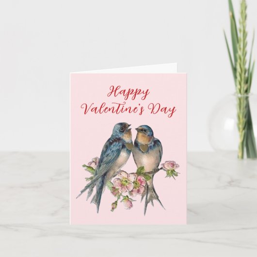 Blank Inside Blue Birds Valentine's Day Card Kaart (Voorkant)