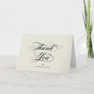 Blank Ivoor Elegant Script Afstuderen Bedankkaart