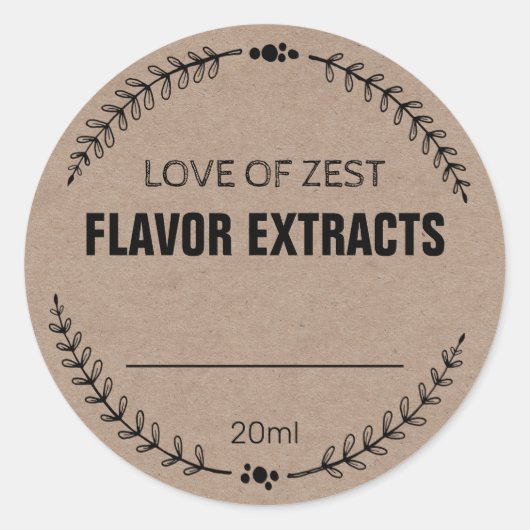 Blank Kraft Zelfgemaakte Smaak Extract Etiketten (Voorkant)