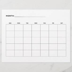 Blank Maandkalender Liggend 5 Weken 21,59 x 27,94 Flyer