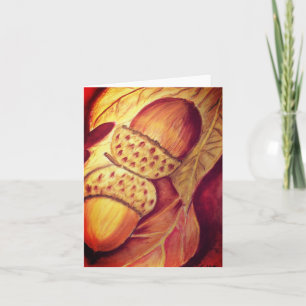 Blank Note Card Pastel Acorn Design Kaart