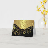 Blank Note Kaart--Black & Gold Swirls Kaart (Gele Bloem)