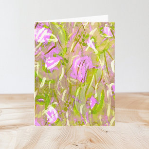 Blank Notecard Alle Gelegenheid Roze Groene Modern Notitiekaartje