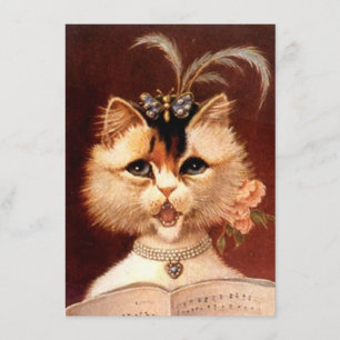 Blank Party Invitation  Parlor Cat Singing Kaart