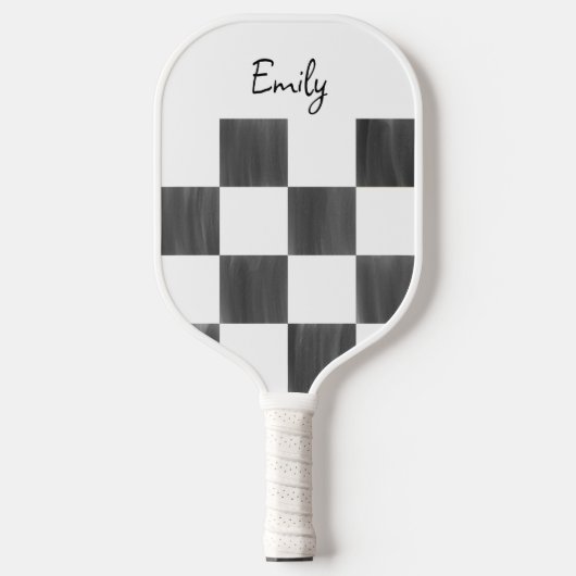 Blank Pink and White Checkerboard Personalized Pickleball Paddle (Voorkant)