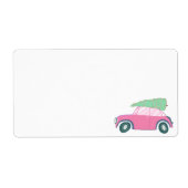 Blank Roze Auto Kerstboom Waterverf Kerst Etiket (Voorkant)