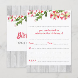 Blank Rustieke Waterverf Trailing Petunias Verjaar Kaart