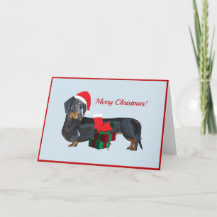 Blank Santa Dachshund Christmas Kaart