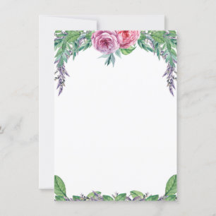 Blank Save the Date Paars Floral Waterverf Kaart