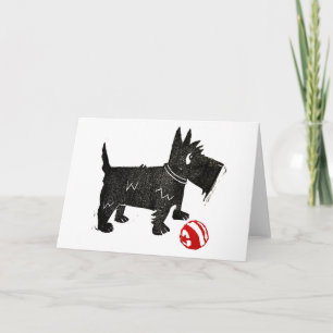 Blank Scottie met bal Bedankkaart