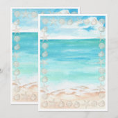 Blank Seaside seashell Summer Blue Elegant Pretty Kaart (Voorkant / Achterkant)