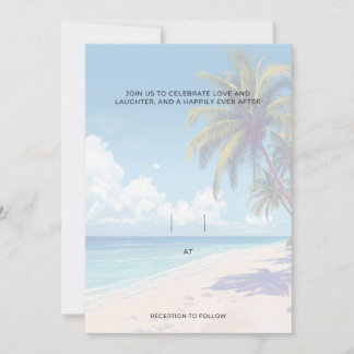 Blank Seaside Summer Blue Elegant Pretty Wedding  Kaart