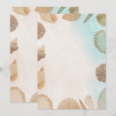 Blank Seaside Summer Blue Elegant Pretty Wedding Kaart (Voorkant / Achterkant)