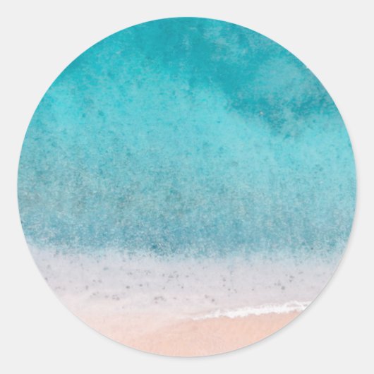 Blank Sjabloon Strand Zand Blauw Zee Kust Ronde Sticker (Voorkant)