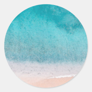 Blank Sjabloon Strand Zand Blauw Zee Kust Ronde Sticker