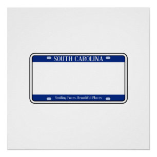 Blank South Carolina State License Bord Perfect Poster