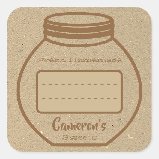 Blank Tekstvak Kraft Paper Brown Jam Labels (Voorkant)