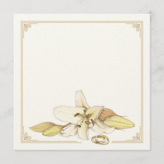 Blank White Lily Wedding Invitation Kaart