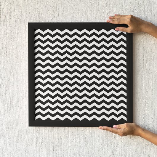 Blank wit en zwart Chevron patroon Poster