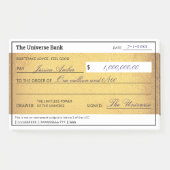 Blanke Cheque Goud Wet van Aantrekking Overvloed Post-it® Notes (Voorkant)