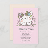 blanke katje, kitten, dieren bedankt je kaart (Voorkant / Achterkant)