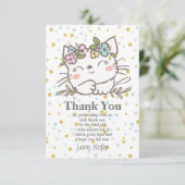 blanke katje, kitten, dieren bedankt je kaart (Staand voorkant)