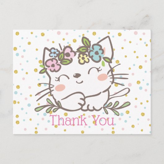 blanke katje, kitten, dieren bedankt je kaart (Voorkant)