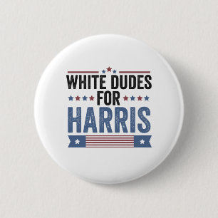 Blanke Kerels Voor Harris Steun President Kamala Ronde Button 5,7 Cm