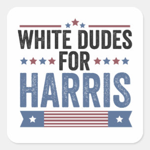 Blanke Kerels Voor Harris Steun President Kamala Vierkante Sticker