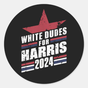 Blanke Kerels Voor Kamala Harris 2024 Ronde Sticker