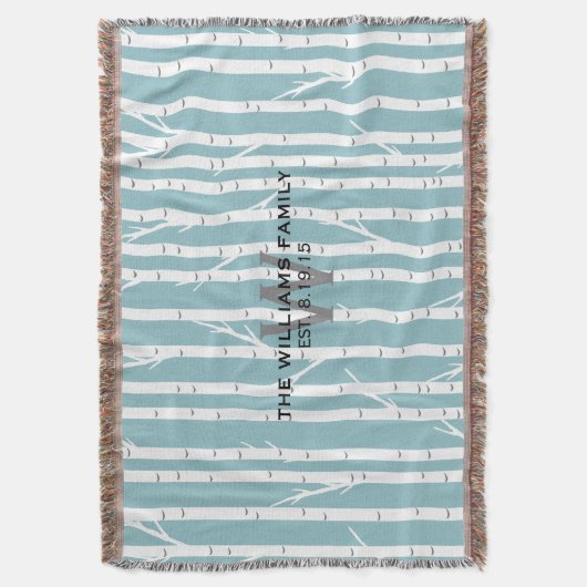 Blanket Blanket Birch Tree Monogramed Throw Blanke Deken (Voorkant Verticaal)