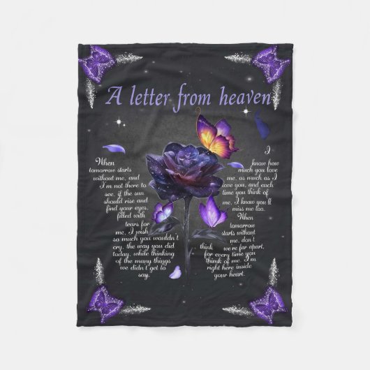 Blanket Butterfly a Letter from Heaven Fleece Deken (Voorkant)