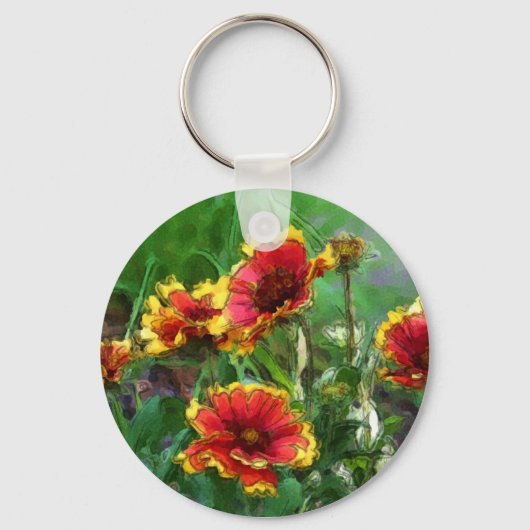 Blanket Flowers Waterverf Sleutelhanger (Voorkant)