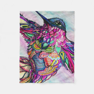 Blanket Hummingbird Zen Tangle Art Michele Zurine Fleece Deken