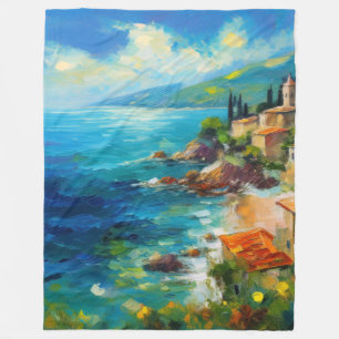 Blanket Mediterraan Strand Kust Italië Kunst Fleece Deken