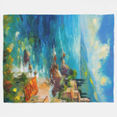 Blanket Mediterraan Strand Kust Italië Kunst Fleece Deken (Voorkant (Horizontaal))