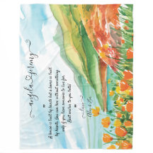 Blanket met oceaan, blauwe hemel en bloemen