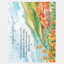 Blanket met oceaan, blauwe hemel en bloemen fleece deken