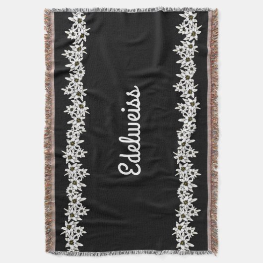 Blanket met zwarte en witte Edelweiss Deken (Voorkant Verticaal)