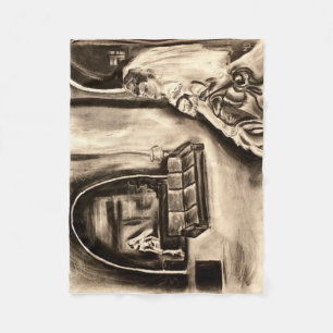 BLANKET Spooky Bride in Mirror Charcoal Drawing  Fleece Deken