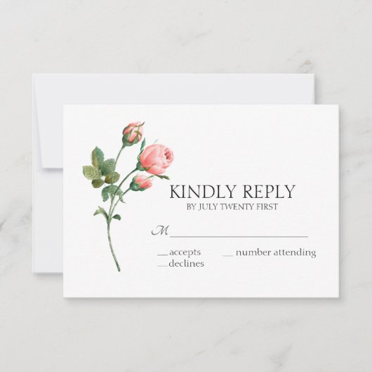 Blanzende roze roze bloemen - Elegant huwelijk RSVP Kaartje (Voorkant)