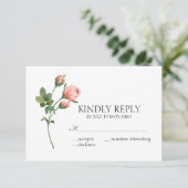 Blanzende roze roze bloemen - Elegant huwelijk RSVP Kaartje (Staand voorkant)