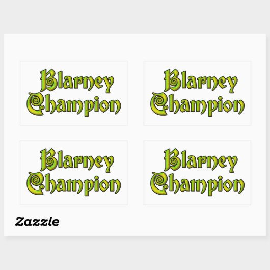 Blarney Champion rectangle blanc autocollants (Feuille)
