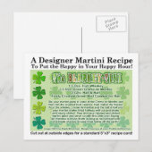 Blarney-Tini St. Patrick's Day Martini Recept Kaar Briefkaart (Voorkant / Achterkant)