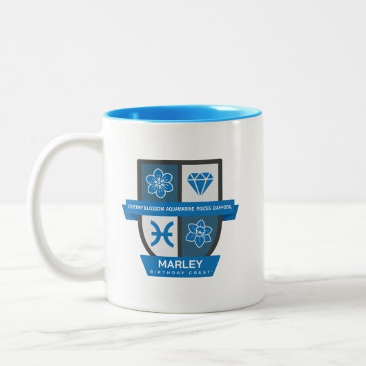 Blason d'anniversaire des Poissons™ pour mug du 1e (Gauche)