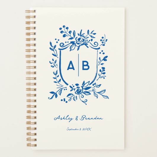 Blason de mariage monogramme fantaisiste bleu fran (Devant)
